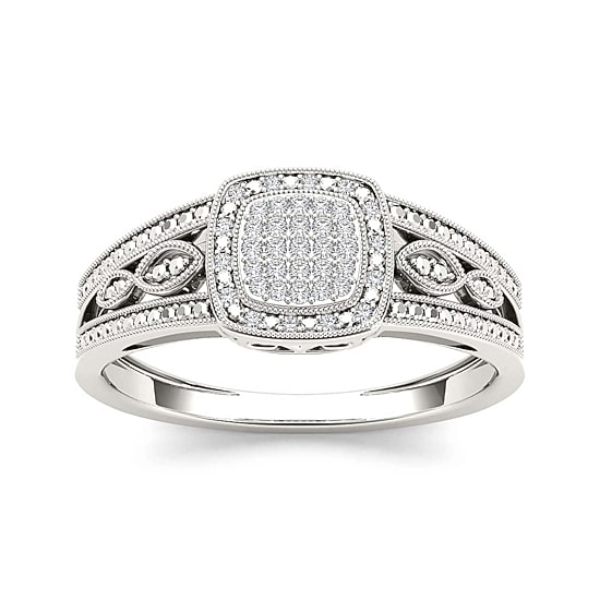 1/10 CT.T.W. Natural Diamond 10K White Gold Engagement Ring