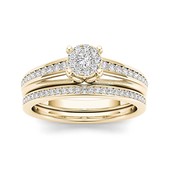 3/8 CT.T.W. Natural Diamond 10K Yellow Gold Bridal Ring Set