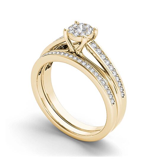 3/8 CT.T.W. Natural Diamond 10K Yellow Gold Bridal Ring Set