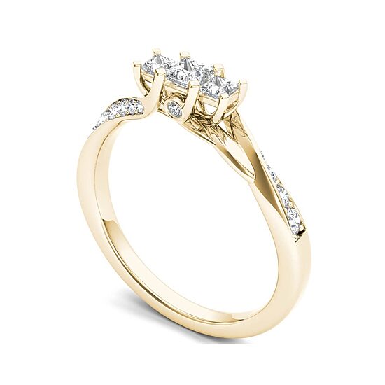 1/2 CT.T.W. Natural Diamond 10K Rose Gold 3-Stone Engagement Ring