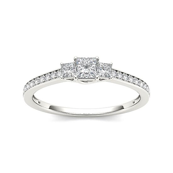 1/2 CT.T.W. Natural Diamond 14K White Gold 3-Stone Engagement Ring