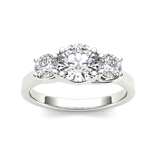 1 1/2 CT.T.W. Natural Diamond 14K White Gold 3-Stone Engagement Ring
