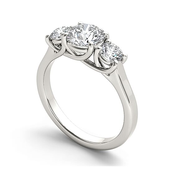 1 1/2 CT.T.W. Natural Diamond 14K White Gold 3-Stone Engagement Ring