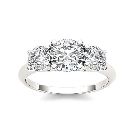 2 CT.T.W. Natural Diamond 14K White Gold 3-Stone Engagement Ring