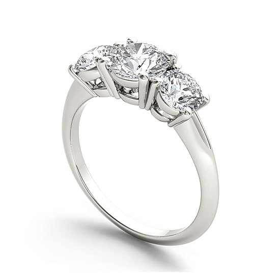 2 CT.T.W. Natural Diamond 14K White Gold 3-Stone Engagement Ring