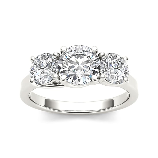 2 CT.T.W. Natural Diamond 14K White Gold 3-Stone Engagement Ring
