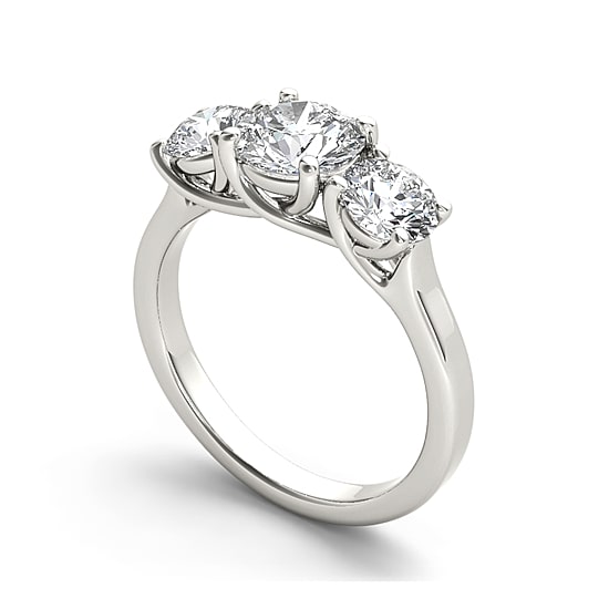 2 CT.T.W. Natural Diamond 14K White Gold 3-Stone Engagement Ring