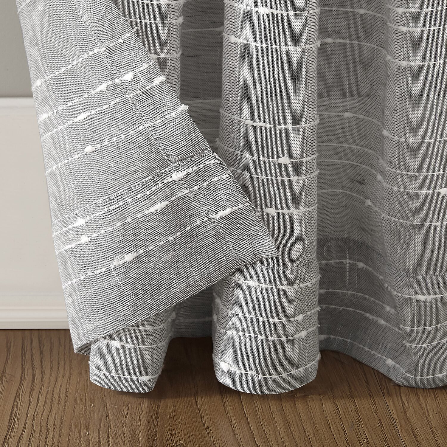 Clean Window Textured Slub Stripe Rod Pocket Sheer Single Curtain Panel