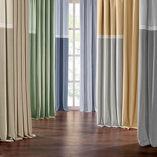 Fieldcrest Devin Solid Cotton Chambray Grommet Top Energy Saving 100% Blackout Single Curtain Panel