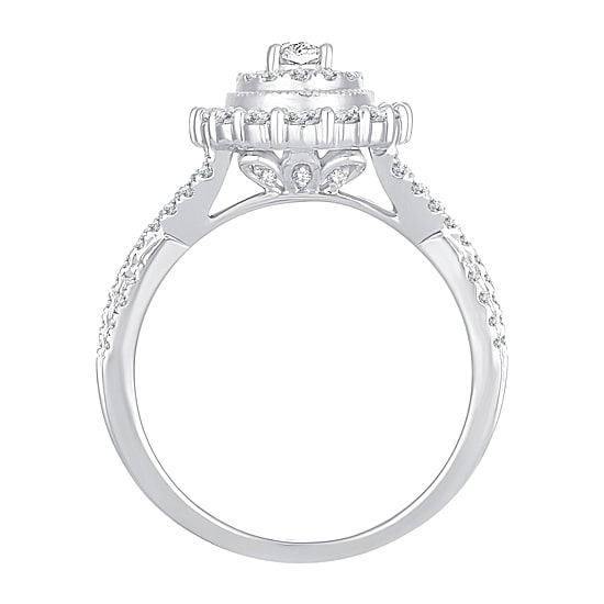 Womens 1 CT. T.W. Natural White Diamond 10K Gold Oval Engagement Ring