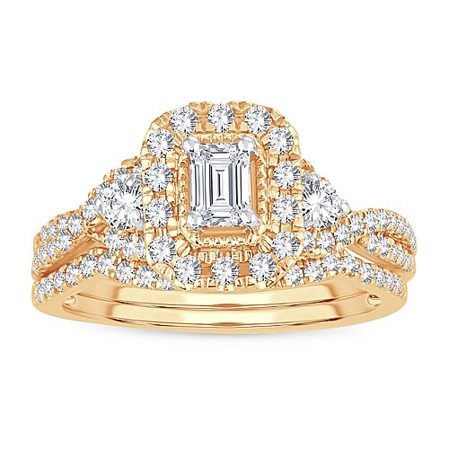 Modern Bride Womens 1 Ct. T.w. Natural White Diamond 10k Gold Bridal Set In Yellow
