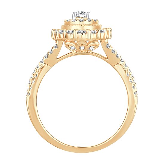 Womens 1 CT. T.W. Natural White Diamond 10K Gold Oval Engagement Ring
