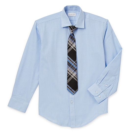 Collection By Michael Strahan Big Kid Boys Long Sleeve Spread Collar Shirt + Tie Set