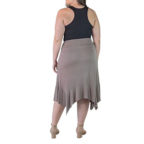 24seven Comfort Apparel Womens Plus Mid Rise Midi A-Line Skirt