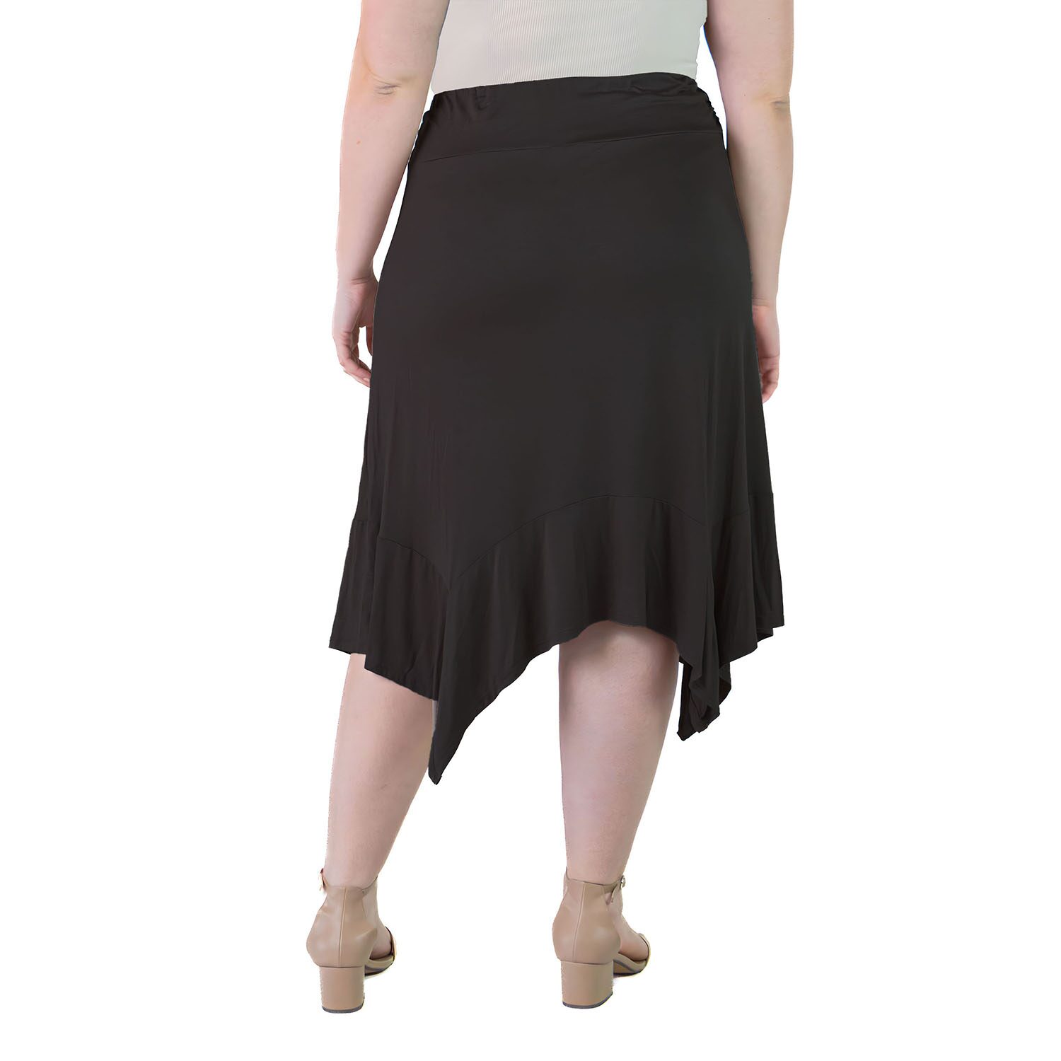 24seven Comfort Apparel Womens Plus Mid Rise Midi A-Line Skirt