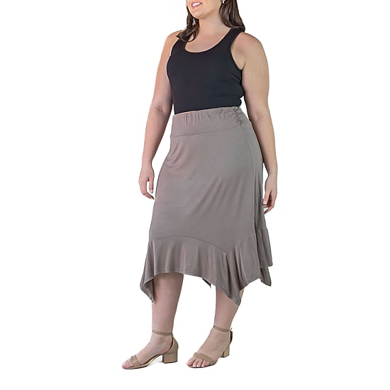 24seven Comfort Apparel Womens Plus Mid Rise Midi A-Line Skirt