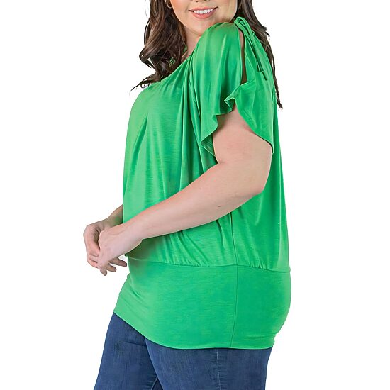 24seven Comfort Apparel Plus Womens Scoop Neck Short Sleeve Tunic Top