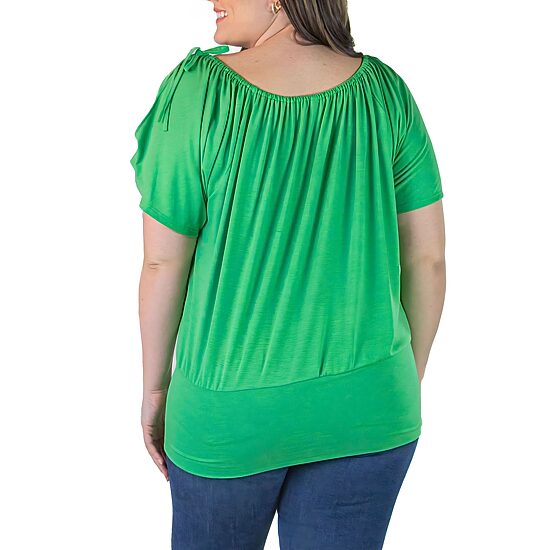 24seven Comfort Apparel Plus Womens Scoop Neck Short Sleeve Tunic Top