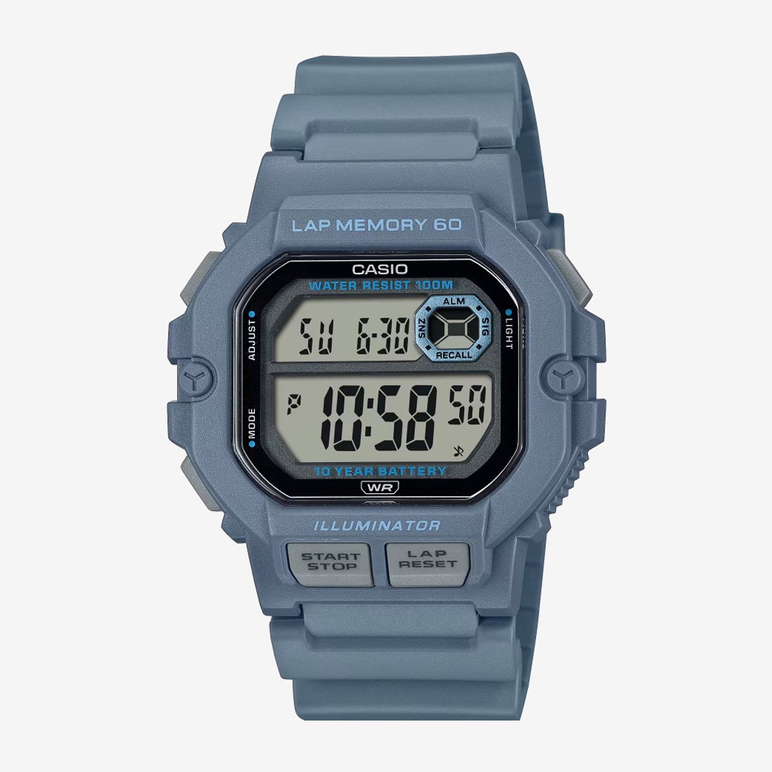 Casio Mens Digital Blue Strap Watch Ws1400h-2av