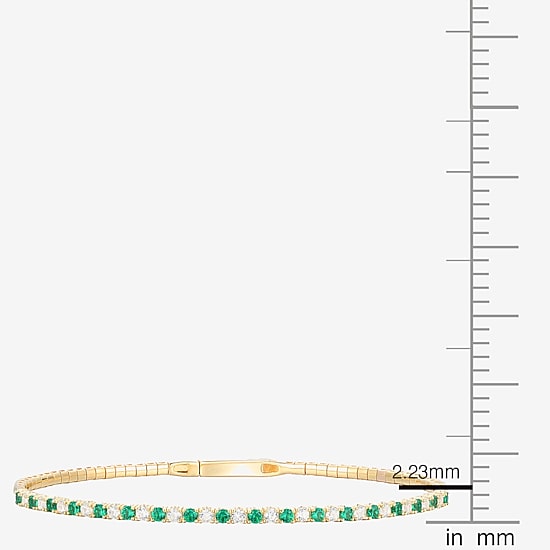 Gemstone 14K Gold Over Silver Sterling Silver Bangle Bracelet