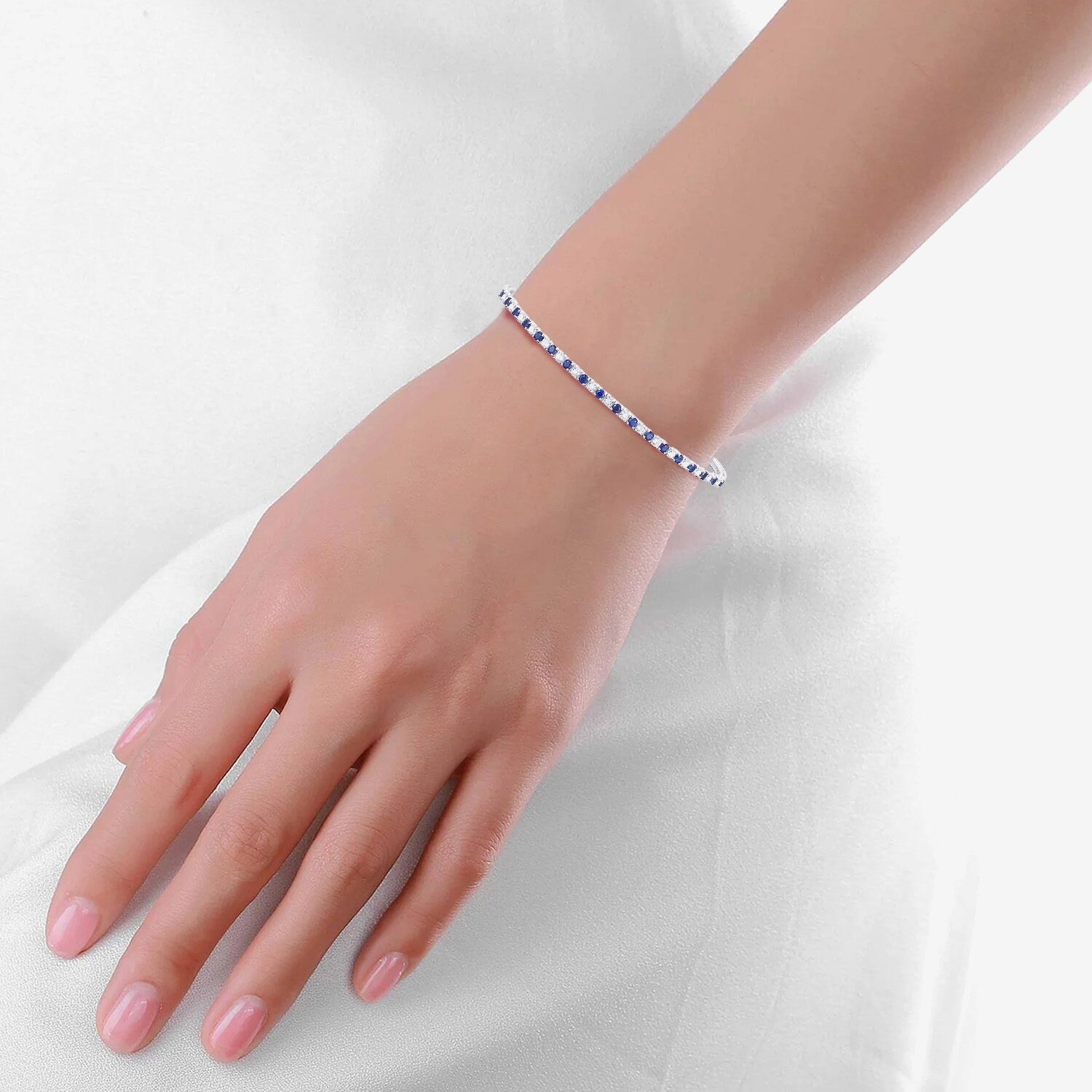 Gemstone 14K Gold Over Silver Sterling Bangle Bracelet