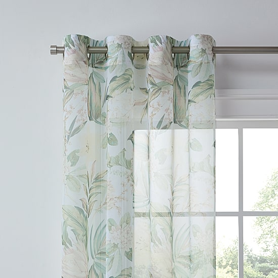 Liz Claiborne Lisette Printed Grommet Top Sheer Single Curtain Panel