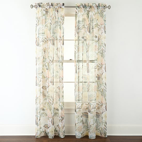 Liz Claiborne Lisette Printed Rod Pocket Sheer Single Curtain Panel