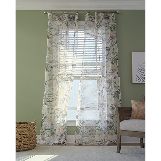 Liz Claiborne Lisette Printed Rod Pocket Sheer Single Curtain Panel