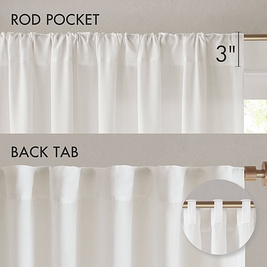 Madison Park Lexus Rod Pocket Back Tab Light-Filtering Set of 2 Curtain Panel