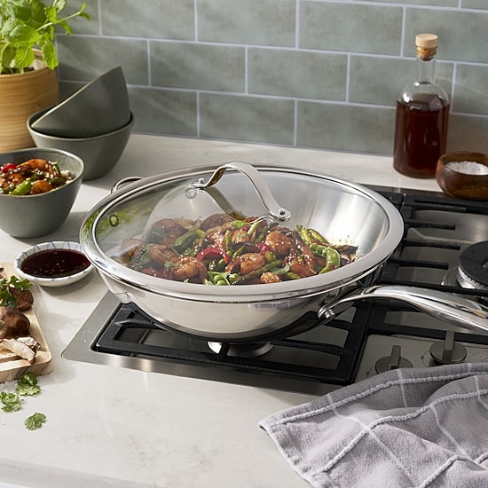 Henckels Aragon Stainless Steel 12.5" Wok with Lid