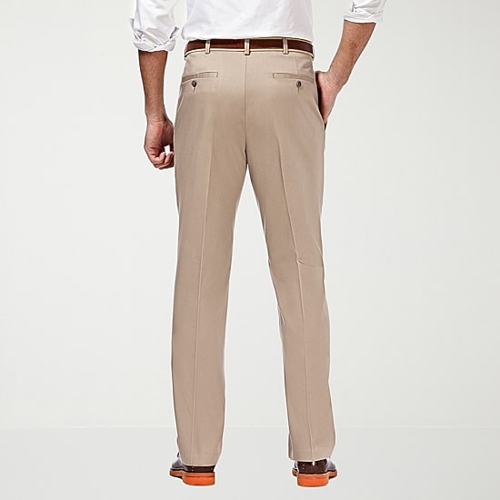 Haggar Premium No Iron Khaki Mens Classic Fit Pleated Pant