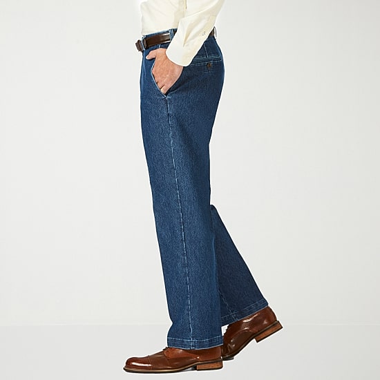 Haggar Stretch Denim Mens Classic Fit Flat Front Pant