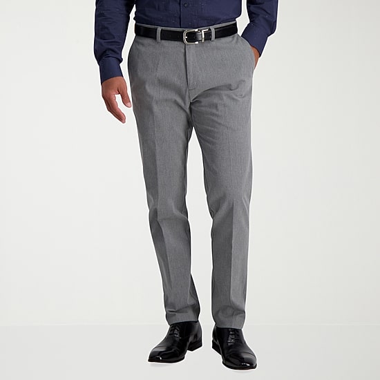 Haggar Iron Free Premium Khaki Mens Comfort Waistband Slim Fit Flat Front Pant