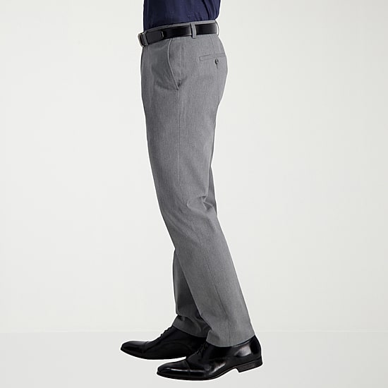 Haggar Iron Free Premium Khaki Mens Comfort Waistband Slim Fit Flat Front Pant