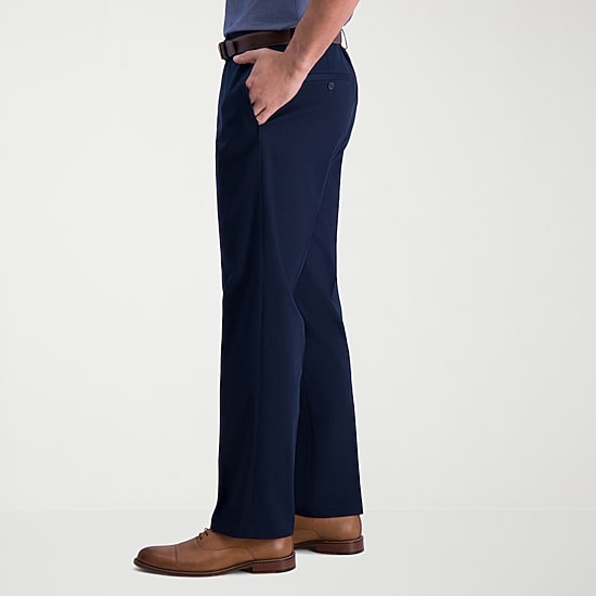 Haggar Iron Free Premium Khaki Mens Comfort Waistband Straight Fit Flat Front Pant