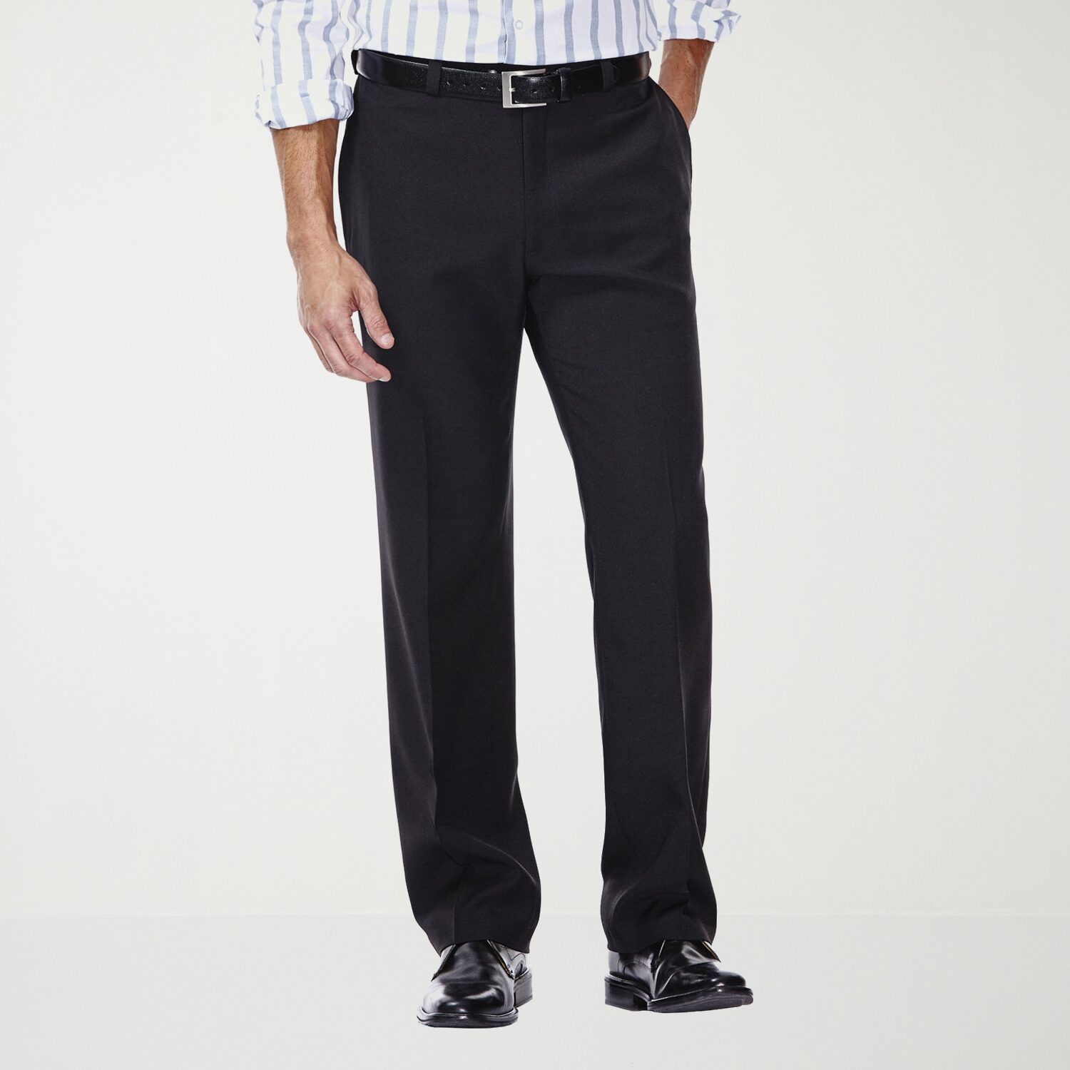 Haggar E-CLO Stria Mens Classic Fit Dress Flat Front Pant