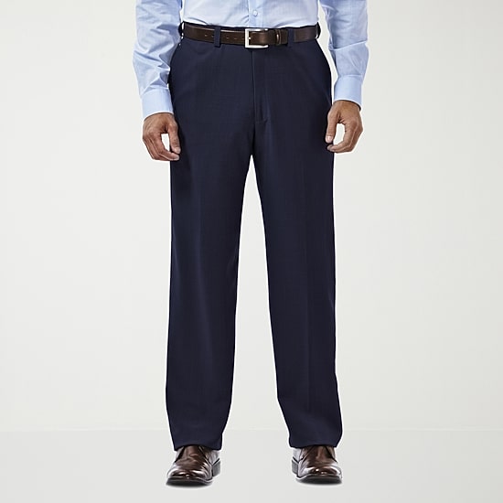 Haggar E-CLO Stria Mens Classic Fit Dress Flat Front Pant