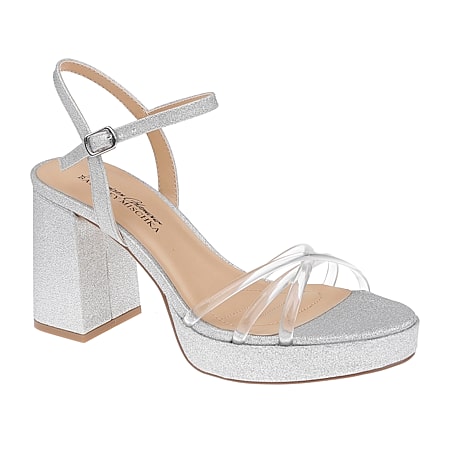 jcpenney silver dress sandals American Glamour Badgley Mischka Women's Madira Heeled Sandals | Silver | Regular 6 | Sandals Heeled Sandals | Buckle