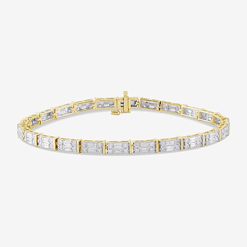 Womens 3 CT. T.W. Lab Grown White Diamond 10K Gold Tennis Bracelet, One Size, Yellow