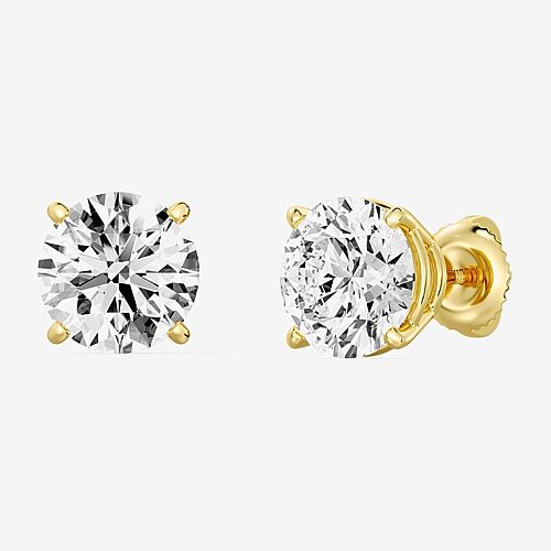 (G/Vs1-Vs2) 6 CT. T.W. Lab Grown White Diamond 14K Gold 9.1mm Round Stud Earrings, One Size, Yellow