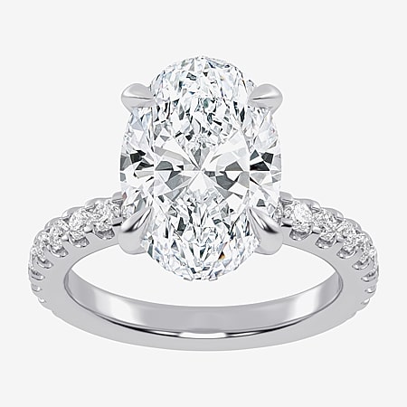 Womens 4 CT. T.W. Natural White Diamond 10K Gold Oval Halo