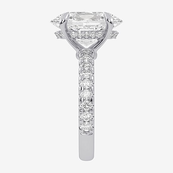 (G-H / Si1-Si2) Womens 2 1/4 CT. T.W. Lab Grown White Diamond 14K Gold Oval Side Stone Engagement Ring