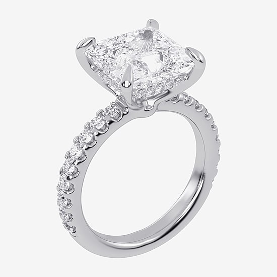 (G-H / Si1-Si2) Womens 2 1/4 CT. T.W. Lab Grown White Diamond 14K Gold Side Stone Engagement Ring