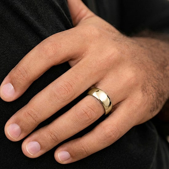 Mens 10K White Gold 8MM Comfort-Fit Wedding Band