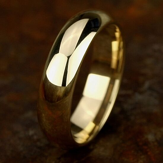 Mens 14K White Gold 6MM High Dome Comfort-Fit Wedding Band