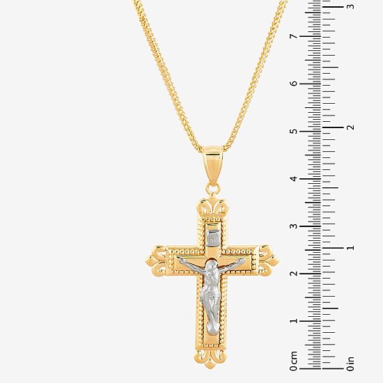 Crucifix Mens 10K Gold Cross 22 Inch Pendant Necklace