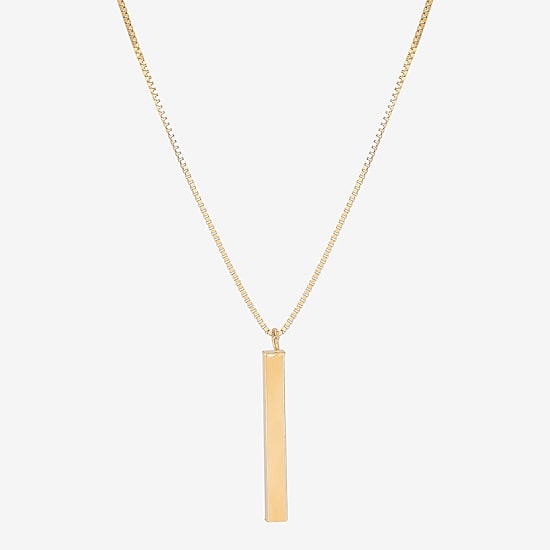 Gold Addiction Womens 10K Gold Bar 18 Inch Pendant Necklace