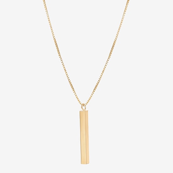 Gold Addiction Womens 10K Gold Bar 18 Inch Pendant Necklace