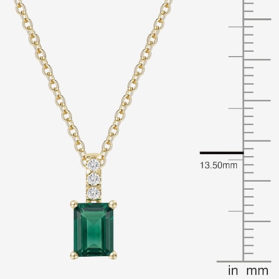 Yes, Please! Womens Lab Created Green Emerald Sterling Silver 18 Inch Pendant Necklace