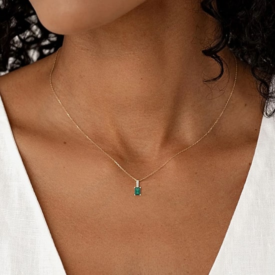 Yes, Please! Womens Lab Created Green Emerald Sterling Silver 18 Inch Pendant Necklace